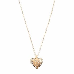 J. CREW Heart Pendant Gold Puffed Heart Embedded Crystals Necklace